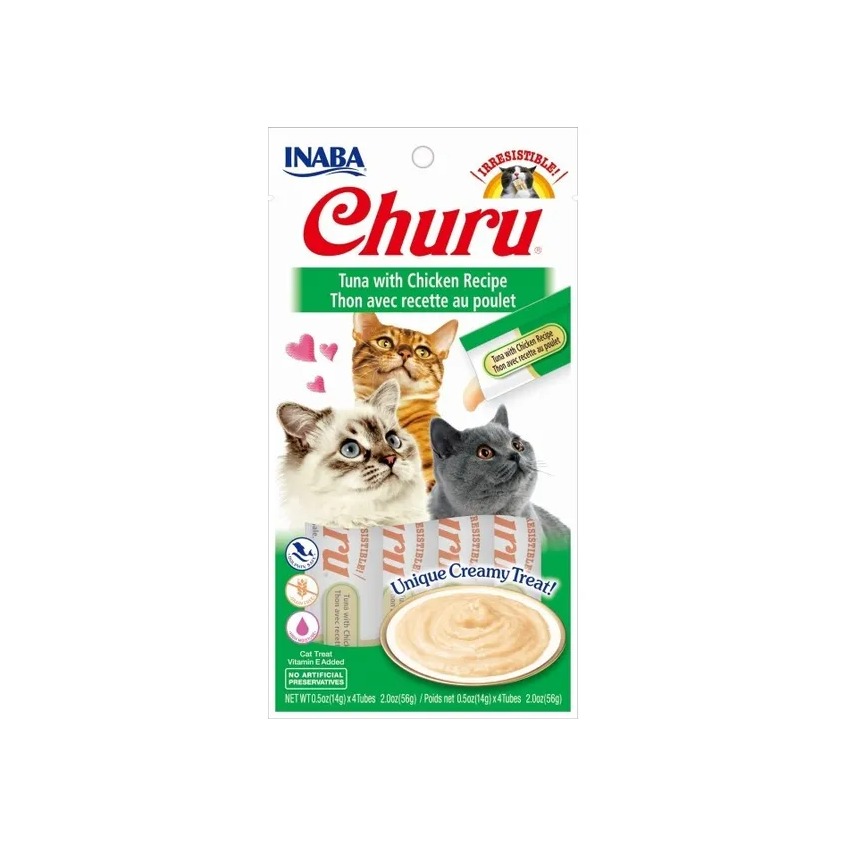 Pamlsok Inaba Churu Pyré cat Tuniak s kuraťom 4 tuby 56 g